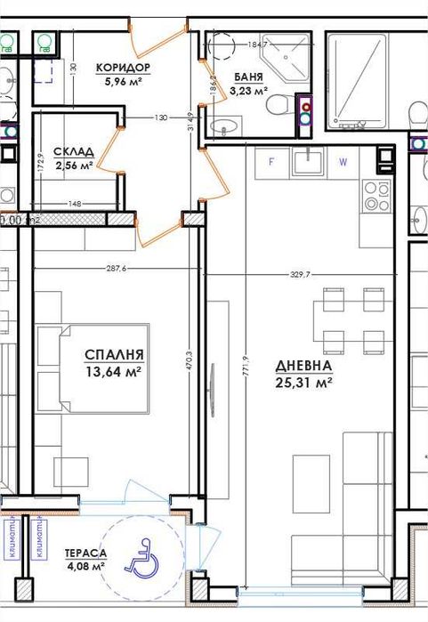 Двустаен апартамент 74кв в Азимут 1