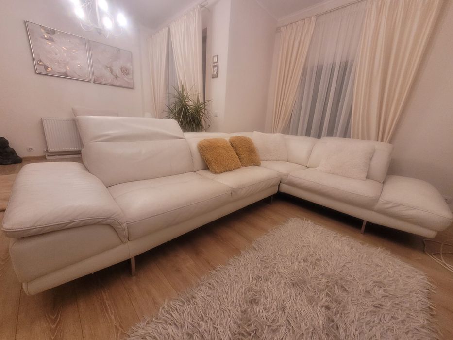 Canapea piele naturala alba ITALIA- ROVERE MOBILI