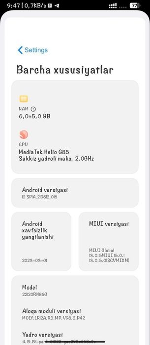 Redmi Not  12 C Yangidek
