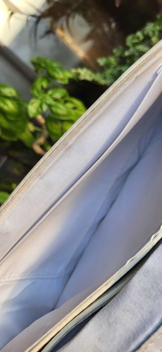 Poseta plic dantelat alb cu auriu