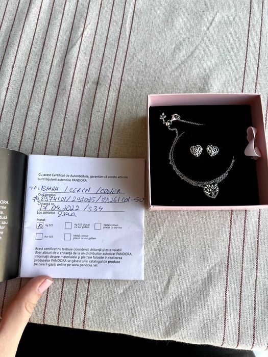Set cercei si lantisor argint Pandora Copacul vietii/ Copacul Familiei