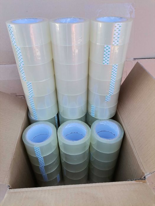 Set 12 buc.banda adeziva, Maro si Transparenta 48mm x 66m x 45 microm