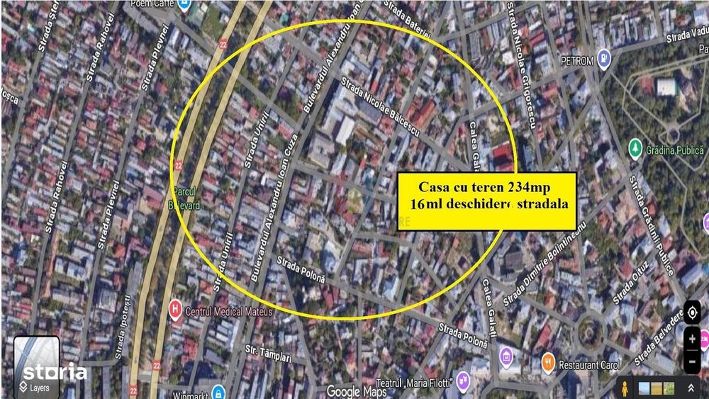 C.Galati  Politia Rutiera- Casa caramida teren=234mp, 16 m front strad
