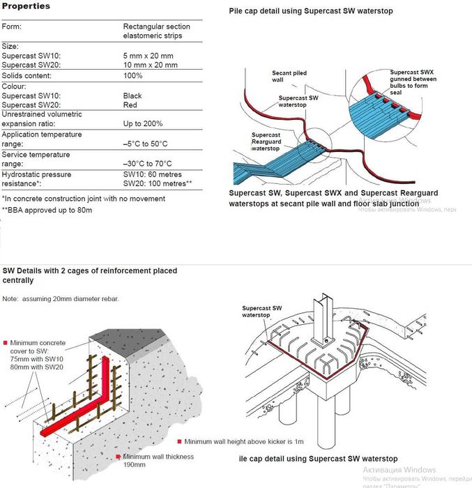 Гидрошпонка бентонитовый шнур waterstop набухающие ватерстоп