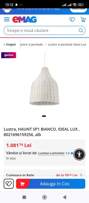 2 lustre din paie de lux