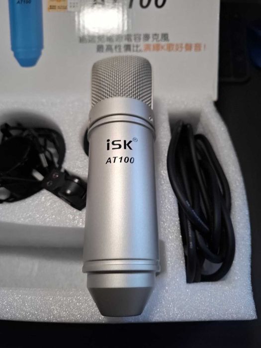 Microfon condenser iSK AT100 5V – nou, nefolosit, cu shock mount
