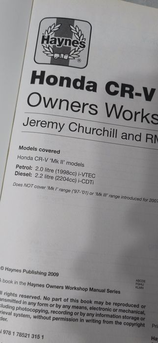 Honda CR-V книга за ремонт и поддръжка Haynes