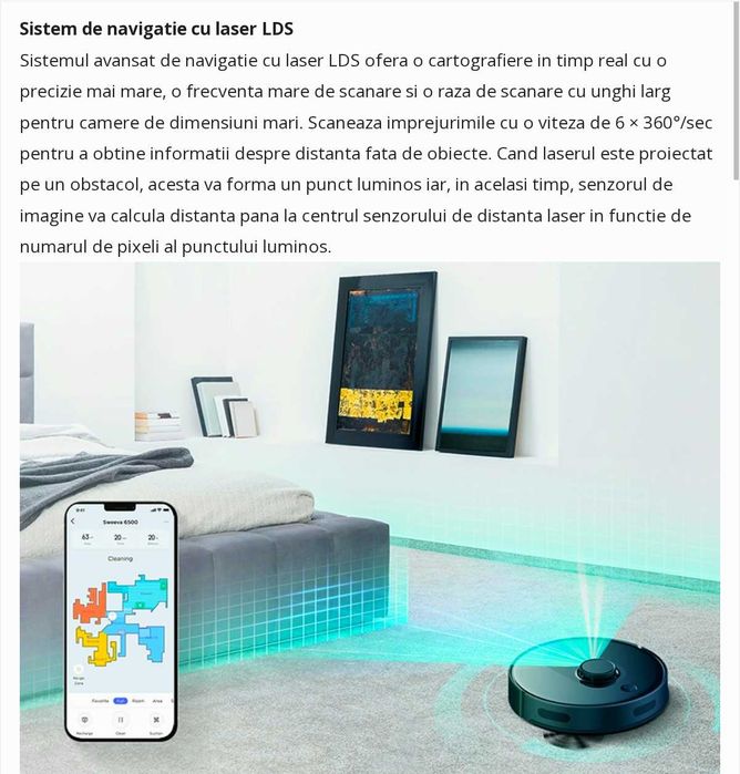 Aspirator robot TCL SW6000B Autonomie 3 Ore, Wi-fi NOU - 550 Lei