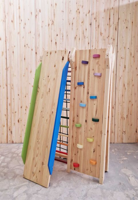 Ansamblu de catarare dublu cu tobogan de 170 cm