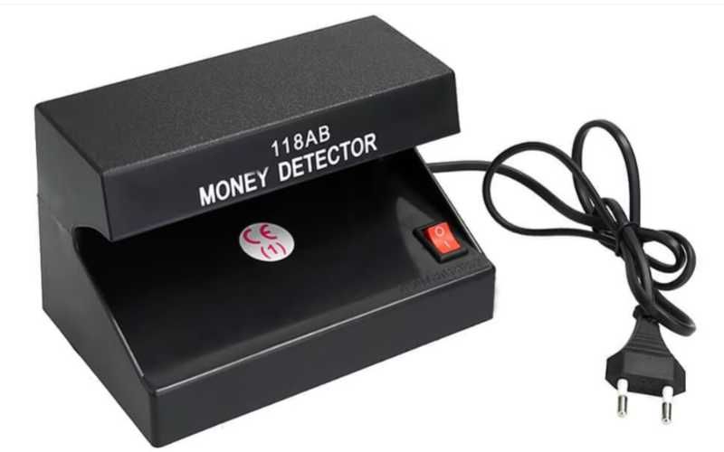 Детектор за пари 118AB, UV светлина, За фалшиви банкноти, 220V, Черен