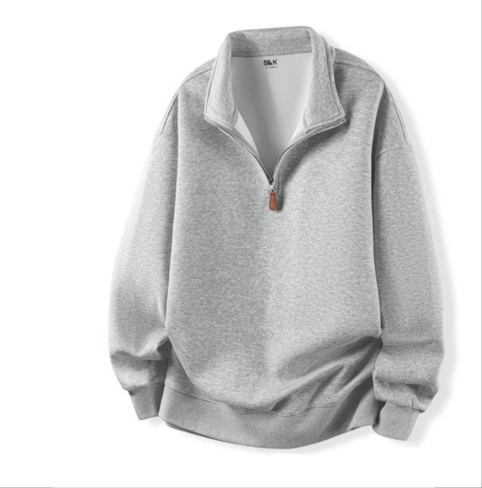 Свитшот с молнией на воротнике черного, светло и темно скрого цвета