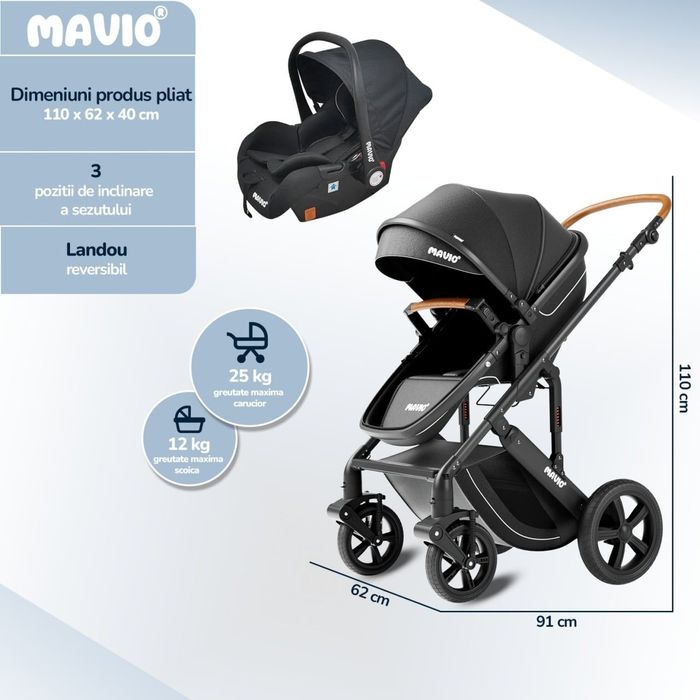 Carucior 3 in 1 pentru Bebelusi Mavio® Adventure