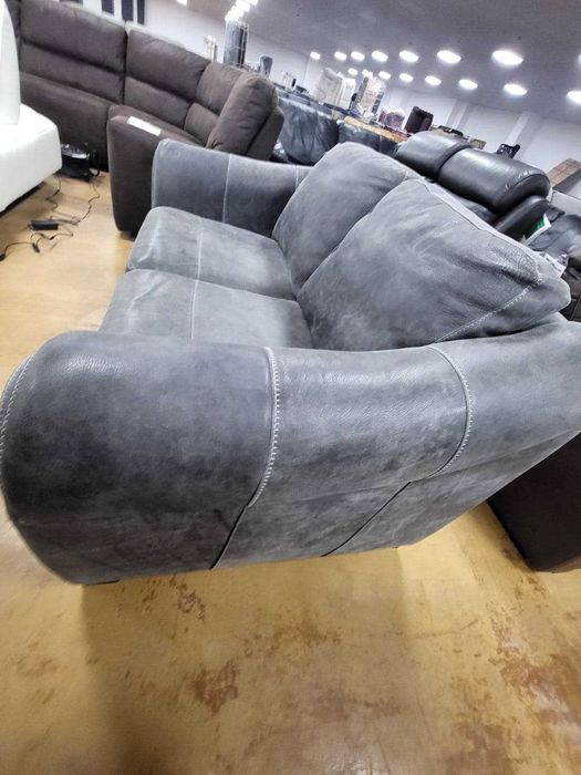 Сив кожен диван двойка "Galeria" - естествена кожа телешки бокс