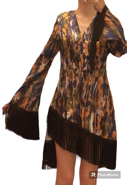 Rochie cocktail cu franjuri xS