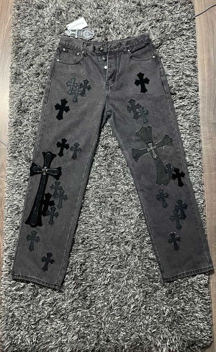 Blugi Chrome Hearts Gri Marimea M (32 talie)