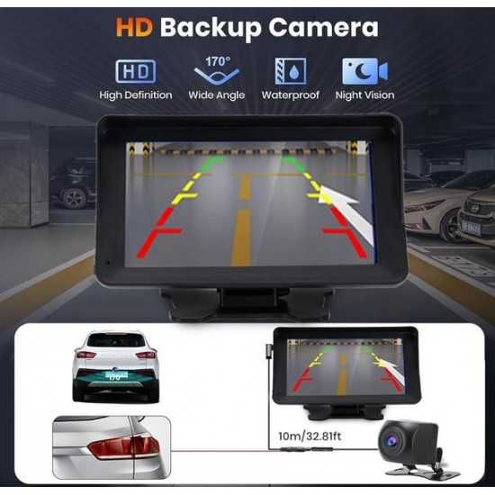 Преносим 7" безжичен CarPlay и Android Auto тъчскрийн с Bluetooth, GPS