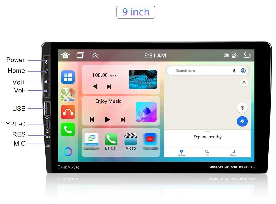 Мултимедия 4+64GB 8 ядрен навигация за кола автомобил Android Auto CP