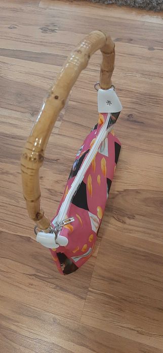 Geantă de umăr pentru femei cu mâner asemănător bambusului-5lei transp