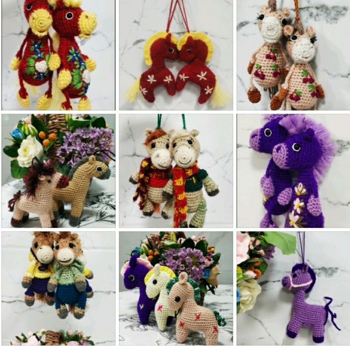 Брелоки лошадки вязаные