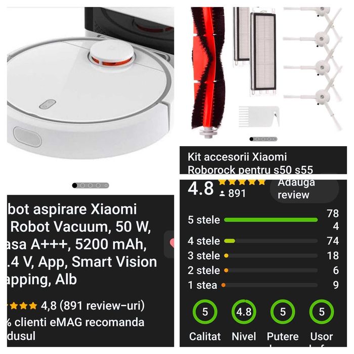 Robot aspirare Xiaomi MiVacuum,50 W,5200mAh ca nou, App + consumabile
