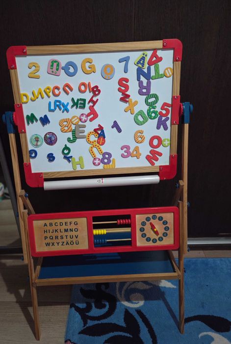 Tabla magnetica din lemn 2 in 1