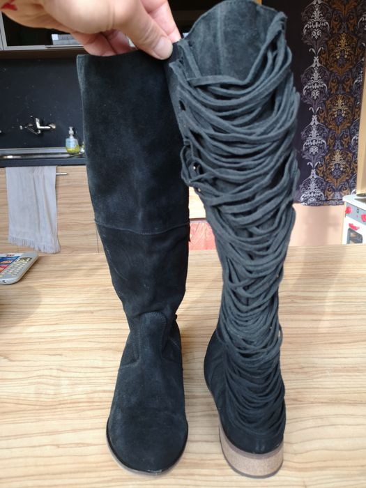 Дамски ботуши KARINO, 37-38 номер, естествена кожа, велур, лицева
