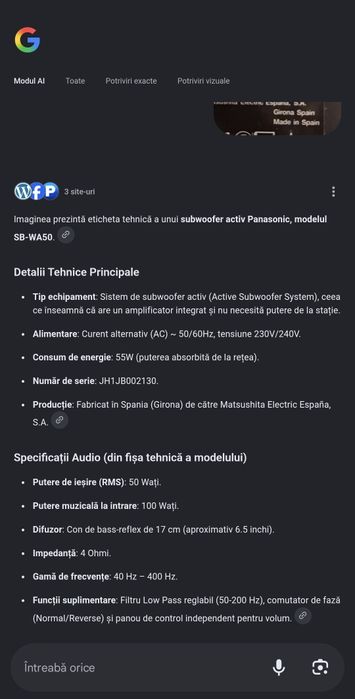Subwoofer activ Panasonic  kit
