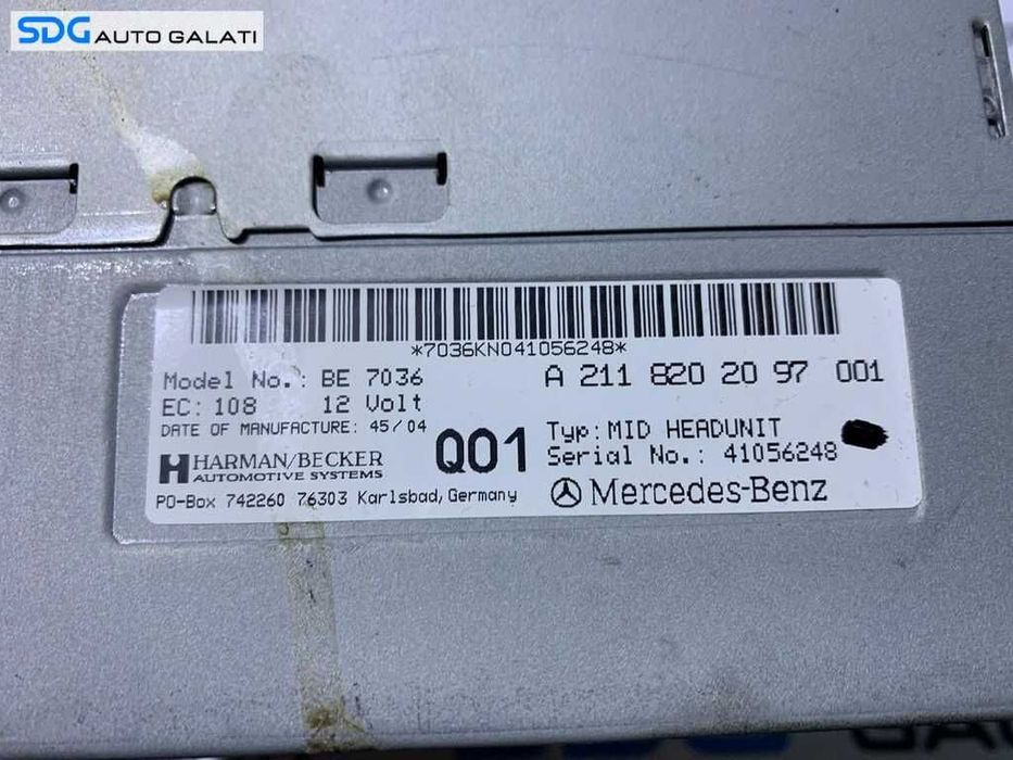 Radio CD DVD Player cu Navigatie Harman Becker Mercedes Benz W211 E Class 2002 - 2009 Cod A2118202097 A2118202097001 [L5577]