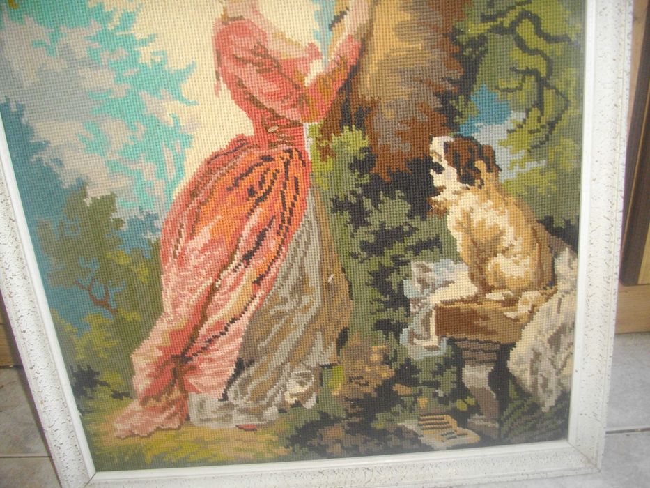 DMC Френски Голям Гоблен-Момиче и дърво-Рамкиран-52/66см