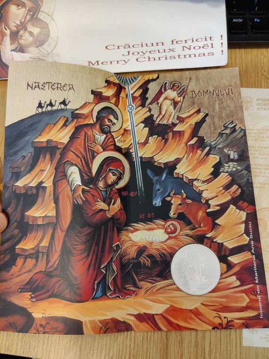 Medalie moneda BNR de Argint 925%, Editie Craciun 2007, 37mm,proof.22g