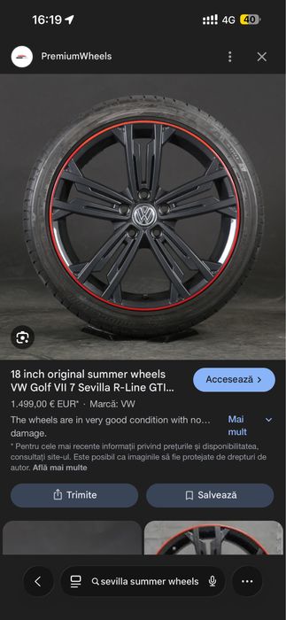 Jante VW Golf VII 7 Sevilla GTI