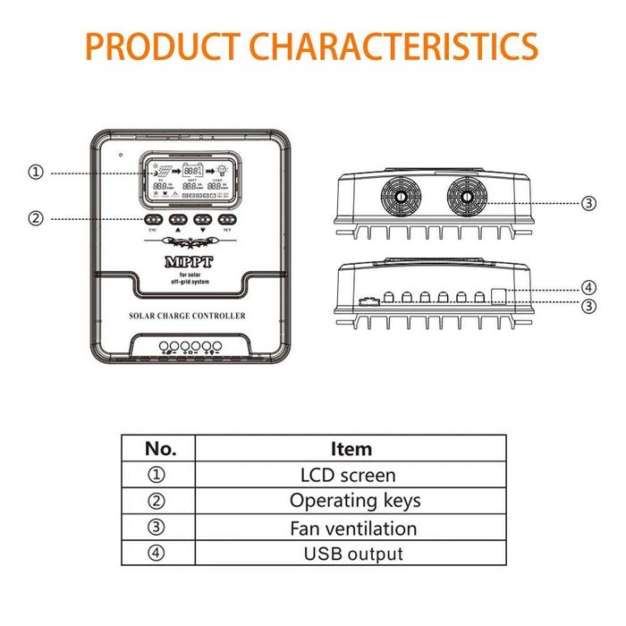 20A MPPT соларно зарядно - соларен контролер 12/24 v