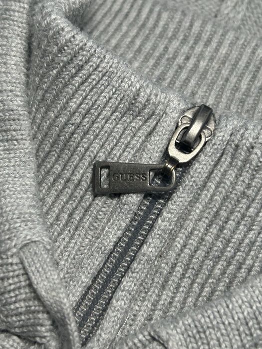 Hanorac gri cu fermoar și glugă Guess original