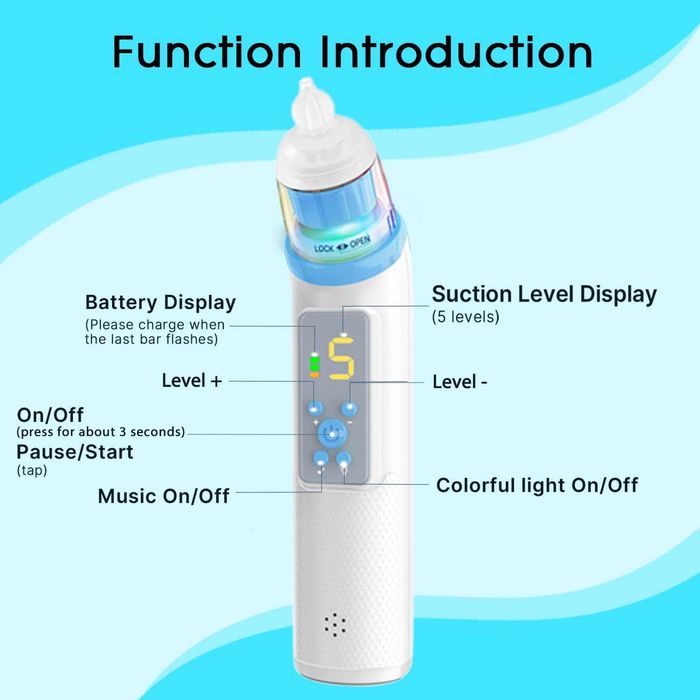 Електрически аспиратор за нос за бебе с 5 степени на засмукване