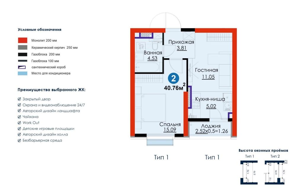 NRG BI Евро 2 ком 40,7м²