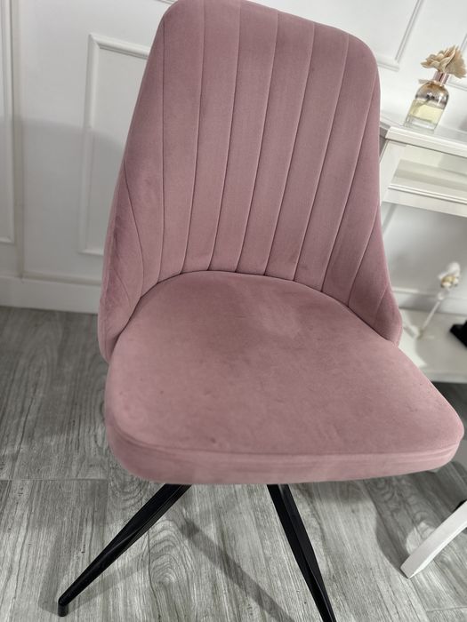 Set de 2 scaune rotative de catifea roz