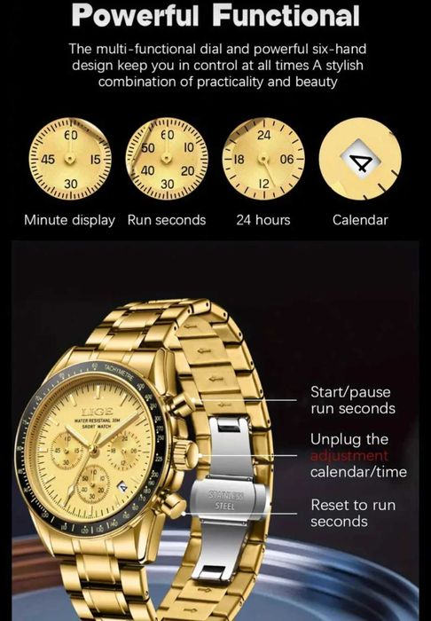 Чисто нов кварцов златист ръчен часовник