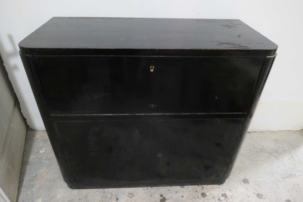 Mobila Veche Comoda cu Pick-up Lemn masiv Suport Discuri Separator TESLA Supraphon 3 viteze 33 4578 RPM RAR Suport Discri Ebonita Shellac Vinyl