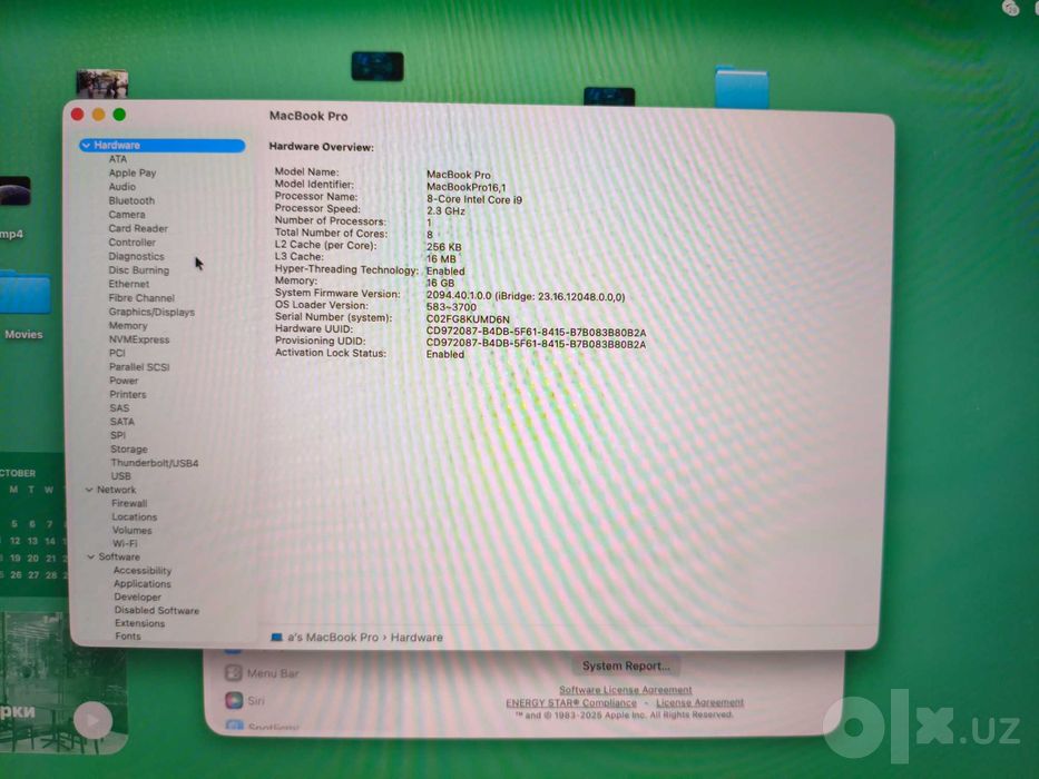 Macbook pro 2019 Intel i9