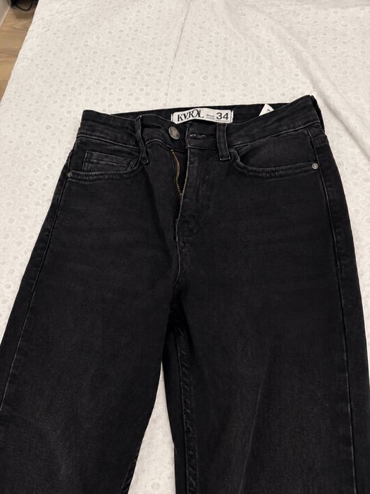 Blugi negri KAROL damă 34/XS, talie înaltă, slim/skinny