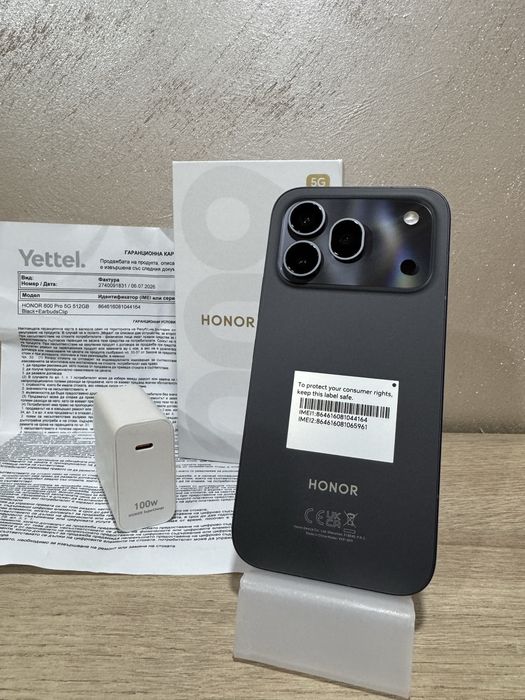 Като нов! Honor 600 Pro 5G 512GB | Black (Черен) | 36 м. гаранция Yettel