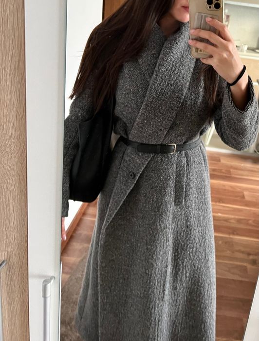 Vand palton clasic nou lung gri S-M