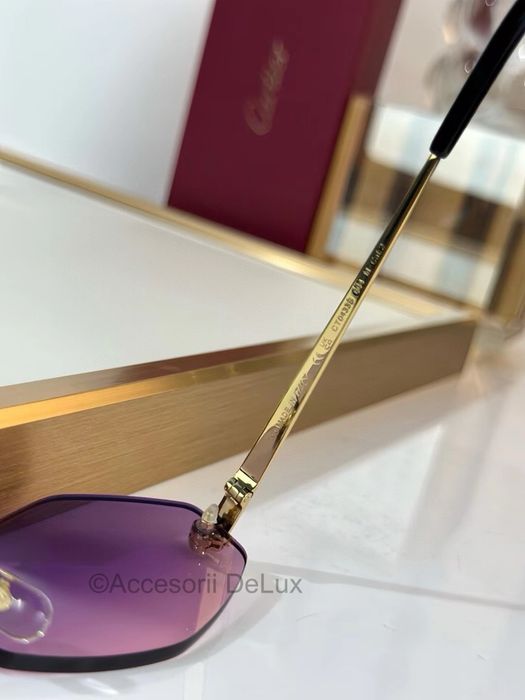 Ochelari de Soare Cartier CT0433S Noi Full Box Panthere [Verificare Colet] Gold/Violet
