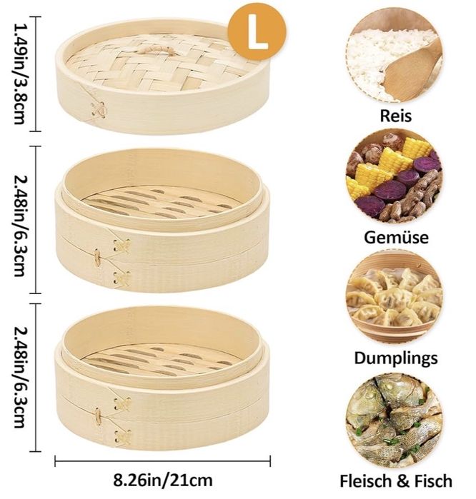 aburitor din bambus cu 2 niveluri, diametru 21 cm
