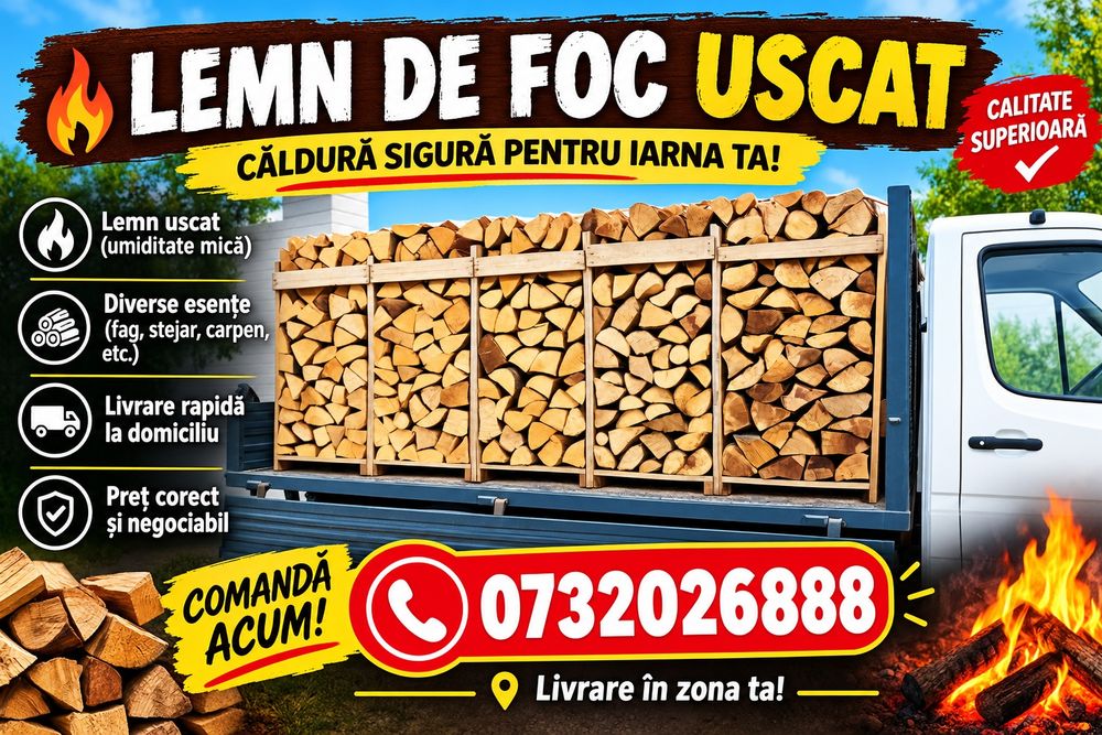 Lemne de foc tăiate sparte puse la palet mai multe detalii la telefon