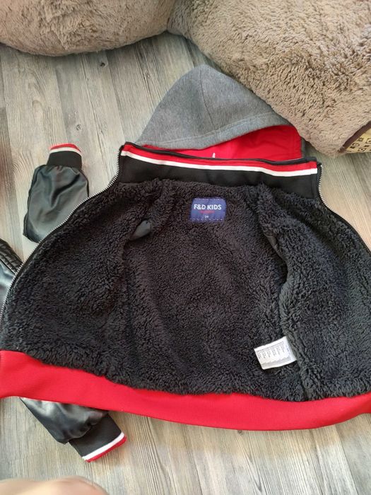 Намалено от 58 лв-Яке кожено дебело за зимата с каракул и Син елек