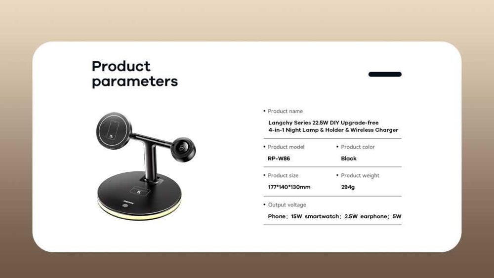 Remax RP-W86 4в1 Док-станция MagSafe 22W для iPhone 16 iWatch AirPods