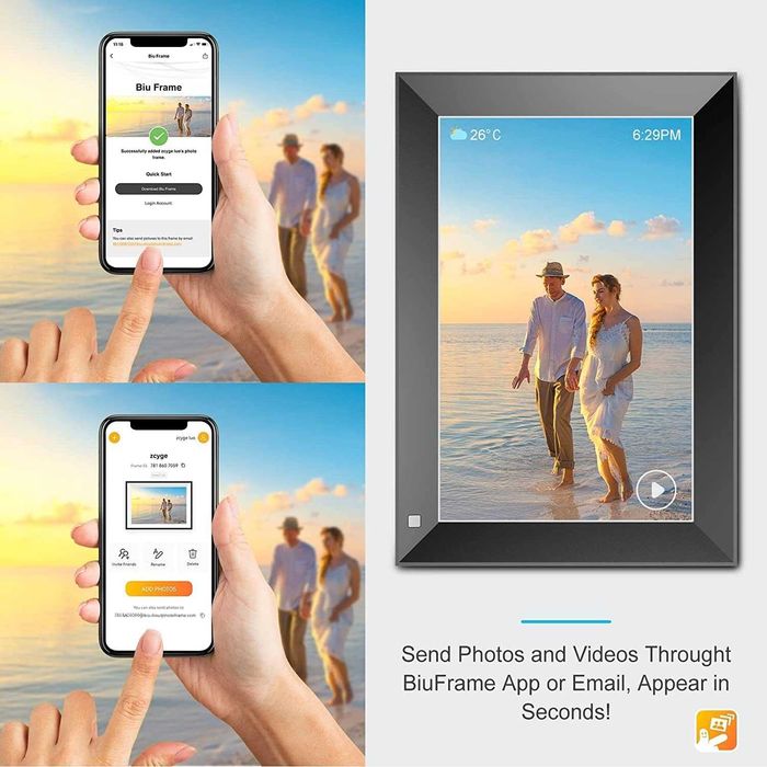 Смарт дигитална рамка 10.1 инча WiFi и тъчскрийн споделяне от телефон