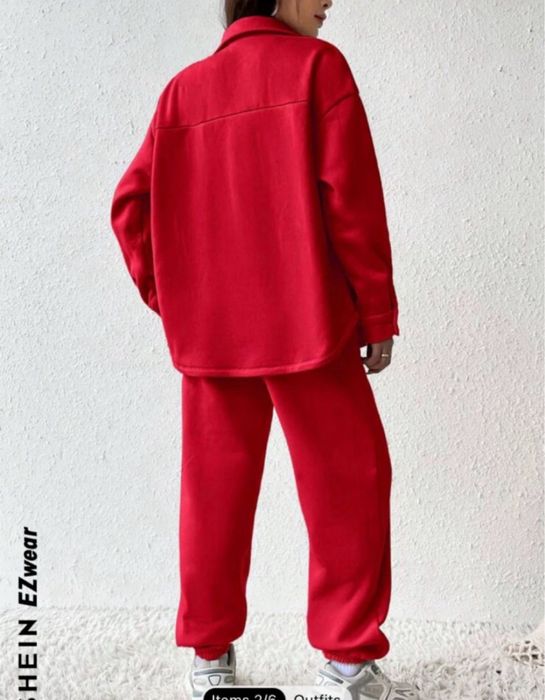 Червен ватиран комплект