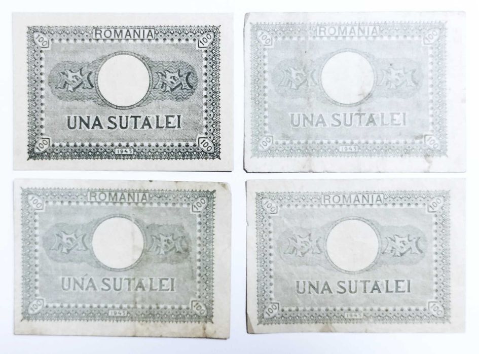 Patru Bancnote 100 LEI 1941 Regele Mihai I